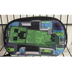 Minecraft Pencil Pouch Unisex Soft Case Zip Closure Blue Green 4.5" x 8"